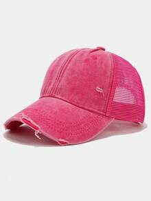 1 pieza Gorra de béisbol sólida, lavada y perforada, accesorio transpirable de protección solar para primavera/verano - Multicolor - Ver 11