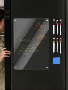 1 bảng ghi nhớ từ tính trong suốt khổ A4, bảng tin kế hoạch hình vuông bằng acrylic kèm 6 bút màu và 1 cục tẩy, thích hợp cho kế hoạch hàng tuần/hàng tháng của gia đình, trang trí nhà cửa, chất liệu trong suốt không ảnh hưởng đến thẩm mỹ ngôi nhà, không cần lắp đặt, sẵn sàng sử dụng sau khi gỡ bỏ lớp màng bảo vệ - trong suốt - Xem 3