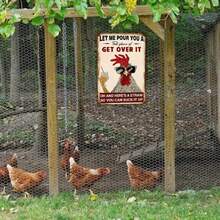 1PC Funny Tin Sign, Let Me Pour You A Tall Glass Of Get Over It, Humorous Chicken Quote, Perfect For Kitchen, Dining Room, Farmhouse, High-Quality Metal, 8x12 Inches / 20x30 Cm - 8x12吋/20x30公分-1件 - 查看 8