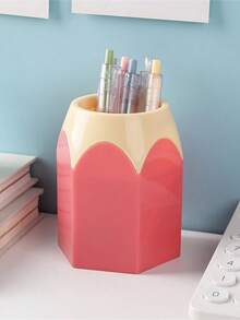 1pc Pencil Holder, Pencil Shaped Pen Holders Container, Pencil Storage Organizer Rack, Plastic Multi-Functional Desktop Organizer Makeup Brush Pot Vase Cute Stationery For School, Office, Home, Dormitory(Purple) Back To School - Purple - View 28