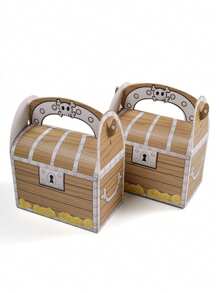 4/10/16PCS Piracka skrzynia skarbów, pudełko na upominki na imprezę, podręczne pudełko na skarby, pudełko do pakowania artykułów do pieczenia