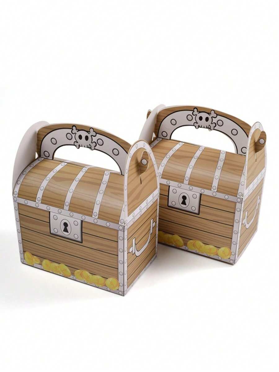 4/10/16PCS Piracka skrzynia skarbów, pudełko na upominki na imprezę, podręczne pudełko na skarby, pudełko do pakowania artykułów do pieczenia