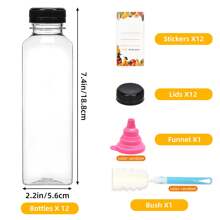 Superlele 12/36/45/56pcs 12/16oz Plastic Juice Bottles With Caps, Reusable Juicing Bottles, Clear Empty Containers For Drinks, Smoothies And Other Beverages