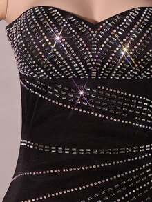 NIKBK 秋季服装加大码女装秋季优雅华丽女士甜心黑管闪光水钻夏季婚礼宾客约会舞会晚宴