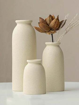 Juego moderno y minimalista de 3 jarrones para decoración del hogar; contenedores de flores de alta gama para la sala de estar, el mueble de TV y la entrada; jarrones de estilo nórdico en blanco, naranja y amarillo para una decoración del hogar creativa. Jarrón de flores, decoración de habitación, decoración del hogar, centros de mesa, decoración de mesa Jarrón de vidrio