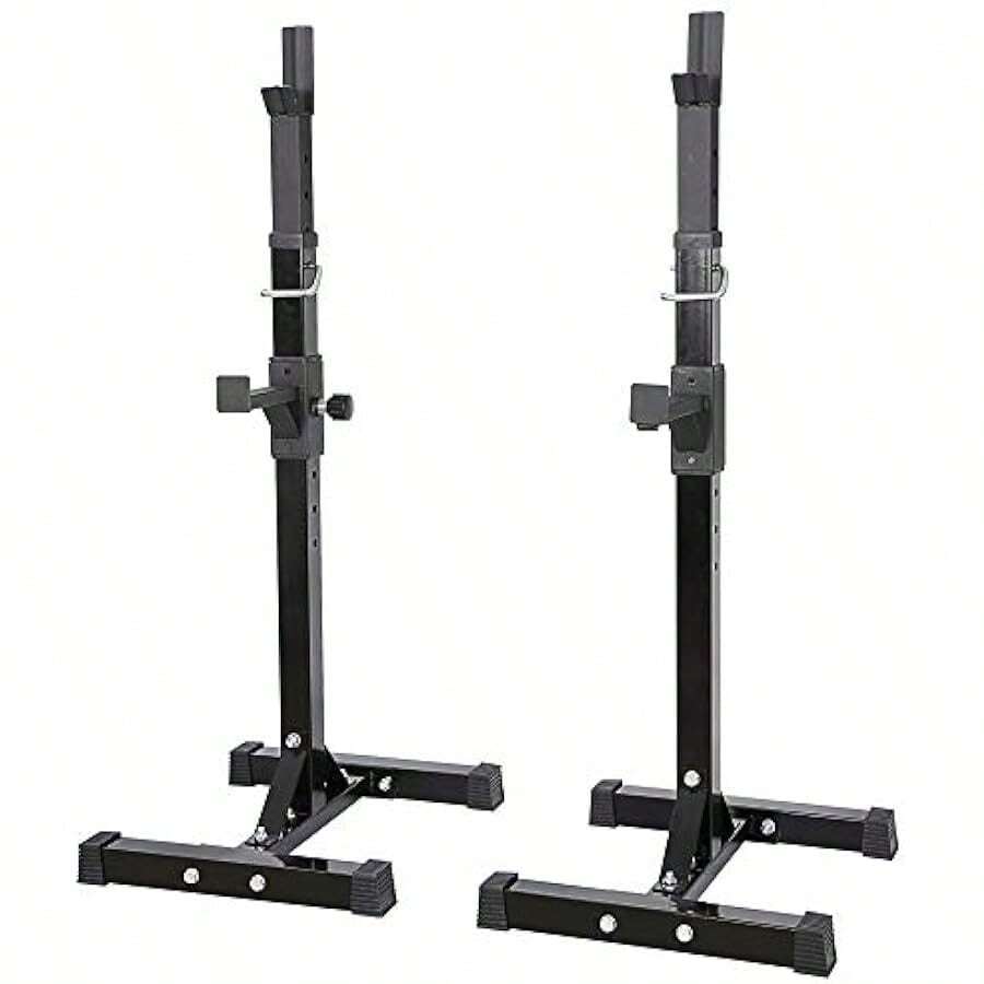 Pair Of Adjustable Height 4570 Profional Portable Dumbbell Racks Sturdy Steel Squat Rack Barbell Free Bench Pr Stands Home Gym Load 660Lbs Dipping Station - as pic - View 1