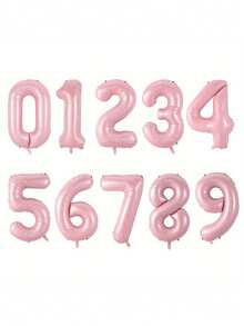 40 Inch Pink Balloon Set 0-9 - Self-Inflating Helium Foil Balloon Numbers Suitable For Baby 1st Birthday Party, Baby Shower, Princess Party And Gender Reveal Party - Light Pink Decoration - Multicolor - View 10