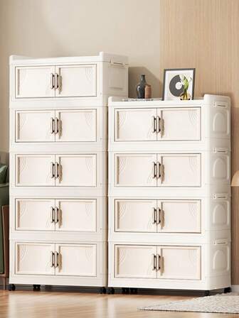 1 st (48cm/18.9in - 58cm/22.8in) brett hopfällbart förvaringsskåp med magnetiska dubbla dörrar och hjul, stor kapacitetsorganisator för kläder, sängkläder, lämplig för hem, badrum, kontor, semesterpresent - rustikt färdigt skåp, hållbar förvaring