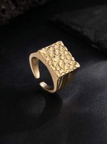 1 pieza Anillo abierto de moda vintage con forma rectangular y diseño geométrico de persecución para hombres