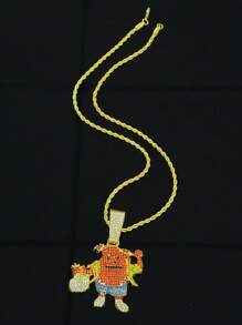 1pc Bling-Bling Hip-Hop Personalized Cartoon Expression Money Pendant Necklace, Fashionable And High-End Accessory For Both Men And Women