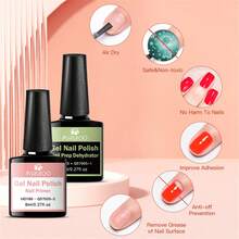 4Pcs Nail Prep Dehydrator And Acid-Free Primer Gel Base Top Coat Set , Dehydrator For Acrylic And Gel Nail Polish, Non Acid Primer For UV Gel Fast Dry Superior Bonding Agent Set Manicure Kit Nail Art DIY Home Salon Gift For Women - 彩色 - 查看 4
