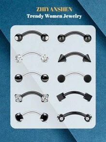 16g Eyebrow Rings Rook Earring Rook Piercing Jewelry Vertical Labret Lip Jewelry Pink Opal Stainless Steel Bridge Eyebrow Piercing Jewelry For Women Men Slivery Black Curved Barbell