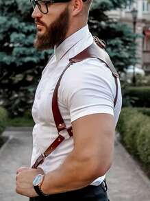 Fashion Men's Backpack, PU Leather Texture, Gothic Style Body Shaping, Easy To Match With Jeans, Daily Essentials