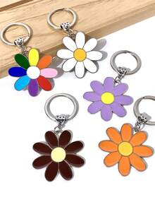 1pc Colorful Enamel Daisy Flower Key Chain, Party Favor Key Ring Car Accessories Bag Charm - Multicolor - View 11