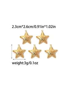 Pingente de estrela de cinco pontas com listras assimétricas de aço inoxidável 304, 3 unidades/pacote, acessórios faça você mesmo para pulseira, colar e brincos