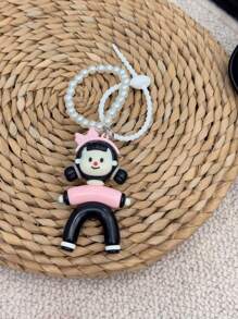 HXXOOS Acessório de Bolsa Corrente de Pérolas Falsas Y2K - Chaveiro Fofo com Laço Rosa, Pingente Estético Kawaii para Mulheres, Adolescentes, Decoração de Mochila e Bolsa, Ótima Ideia de Presente Cordão