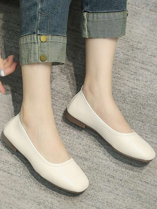 Women's Professional Soft Bottom Work Shoes, New Ins Style Soft Leather Flat Slip-On Loafers Comfortable For Interview And Office