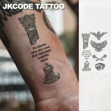 JKCODE TATTOO Waterproof Semi-Permanent Tattoos, Sketch Tattoo Hands, Necks Design, Roman Pillar, Flywheel, Owl Temporary Tattoos, Waterproof, Realistic Fake Tattoos, Botanical, Wrist Tattoos, Magic Tattoos, Lasts 1-2 Weeks, Tattoos For Man And Woman