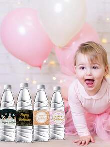 10/20 piezas Etiquetas para botellas para suministros de fiesta de cumpleaños, pegatinas y decoraciones para fiesta de cumpleaños infantil, artículos de fiesta de cumpleaños lindos - Multicolor - Ver 4