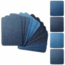 6/12/15 feuilles de qualité premium de patchs à repasser en tissu pour l'intérieur et l'extérieur. Colle la plus résistante. Kit de réparation et de décoration en bleu, gris, beige, brun, jaune, rouge, vert