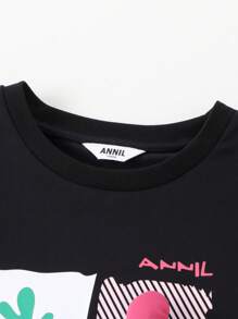 Annil Ropa para niñas - Camiseta de cuello redondo de manga corta de verano para niños