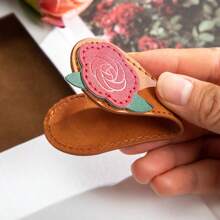 1 Pc Leather Bookmark, Classic Stitched Bookmark, Magnetic Bookmarks With Leather Rope, Page Markers Reading Non-Slip, Planner Accessories Supplies Rose & Coffee For Women, Men, Book Lovers, Readers, Teacher Appreciation Gifts, Birthday Presents,School Supplies,Back To School