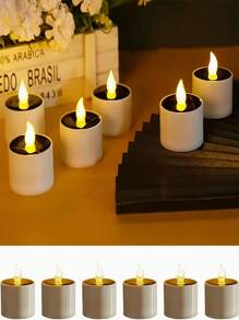 Solar Powered Candle Outdoor Waterproof, 6 LED Flameless Solar Tea Light Candles With Dusk To Dawn Sensors, Suitable For Window Exterior Lantern Porch Garden Courtyard Decoration