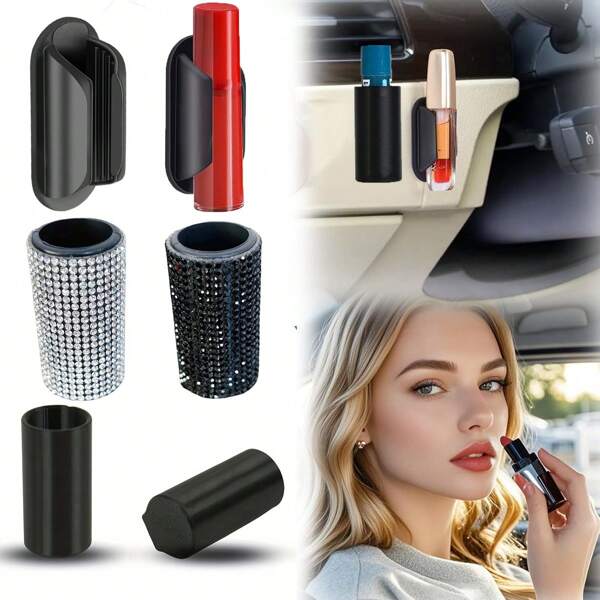 1 Stück Autolippenstifthalter - tragbares Silikon Kleinteile Aufbewahrungsregal, schwarz, geeignet für Kosmetik und Accessoires, praktischer Aufhänger