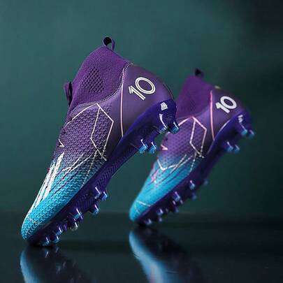 1 Pair Recommended Teenage Sports Football/Soccer Shoes, TPU Spikes Anti-Slip High-Top Durable For All Seasons, Suitable For Daily Grass Football Training & Matches