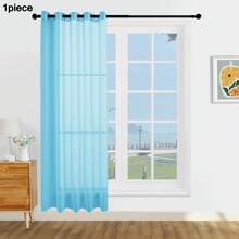 1 tấm/2 tấm rèm mỏng trong suốt, có nhiều kích cỡ, đầu khoen kim loại, vải mỏng thanh lịch cho phòng khách, phòng ngủ, trang trại, cửa sổ nhà bếp nhà hàng, màu xanh da trời - Màu xanh da trời - Xem 26