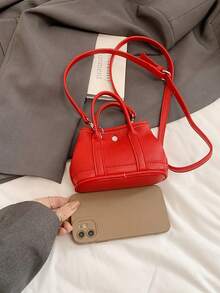 1pc Fashionable High-End Solid Color Small Handbag For Girl, Stylish Mini Bucket Bag, High-End Simple Texture, Versatile Handbag Messenger Bag, Sweet And Cute Style, Can Be Carried By Hand Or Across The Body, Suitable For Going Out Shopping, Daily Use, Multiple Pockets And Large Capacity, It Is A Good Choice For Gifts - Fashionable Sweet Handbag - View 11