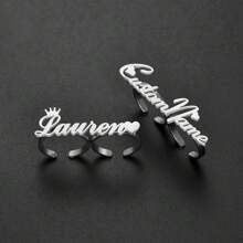 Anillos personalizados con nombre de acero inoxidable para mujeres y hombres, anillo de pareja con dos nombres, joyería personalizada, regalo de compromiso ajustable