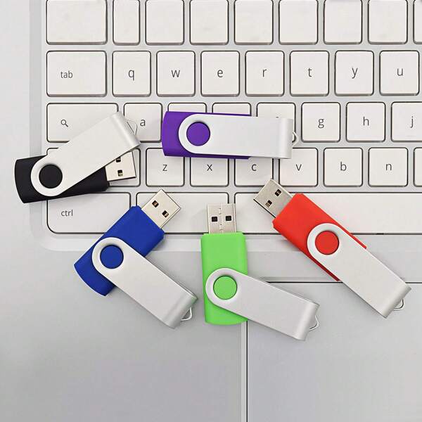 Multiple Capacity Options 5 Pack USB 2.0 Flash Drive - 128GB 64GB 32GB 16GB 8GB 4GB 2GB 1GB Memory Stick With Keychain - For PC Computer Laptop In Multiple Colors