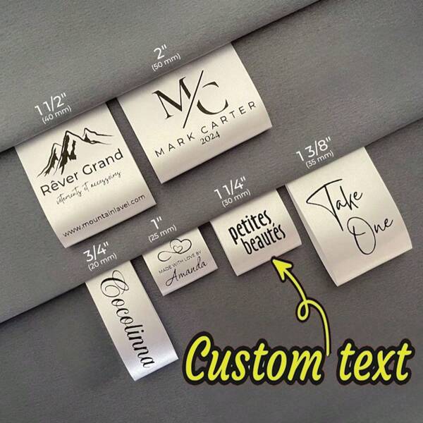 Étiquettes de vêtements personnalisées, étiquettes en satin pliables, étiquettes de couture pour articles faits à la main, étiquettes de logo avec instructions d'entretien, étiquettes à coudre, gravées, en acier inoxydable, colorées, mignonnes, adorables, drôles, kawaii, Y2K, élégantes, unisexes, casual, personnalisées, uniques, cadeaux idéaux pour lui, cadeaux idéaux pour elle, elle, petit ami, petite amie, famille, amis, accessoires de voyage