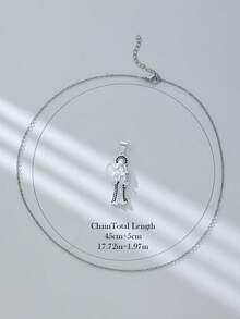 Silver-Tone Fashionable Pendant Necklace - Men's Santa Alloy Rhinestone Inlay With O Chain - Silver - View 8