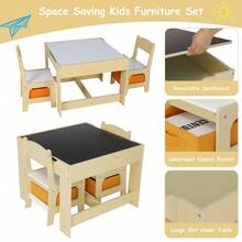LAZY BUDDY Wooden Table And 2 Chairs Set With Storage Drawer Toddler Home Multi Activity Desk - Pink - asPic - View 9