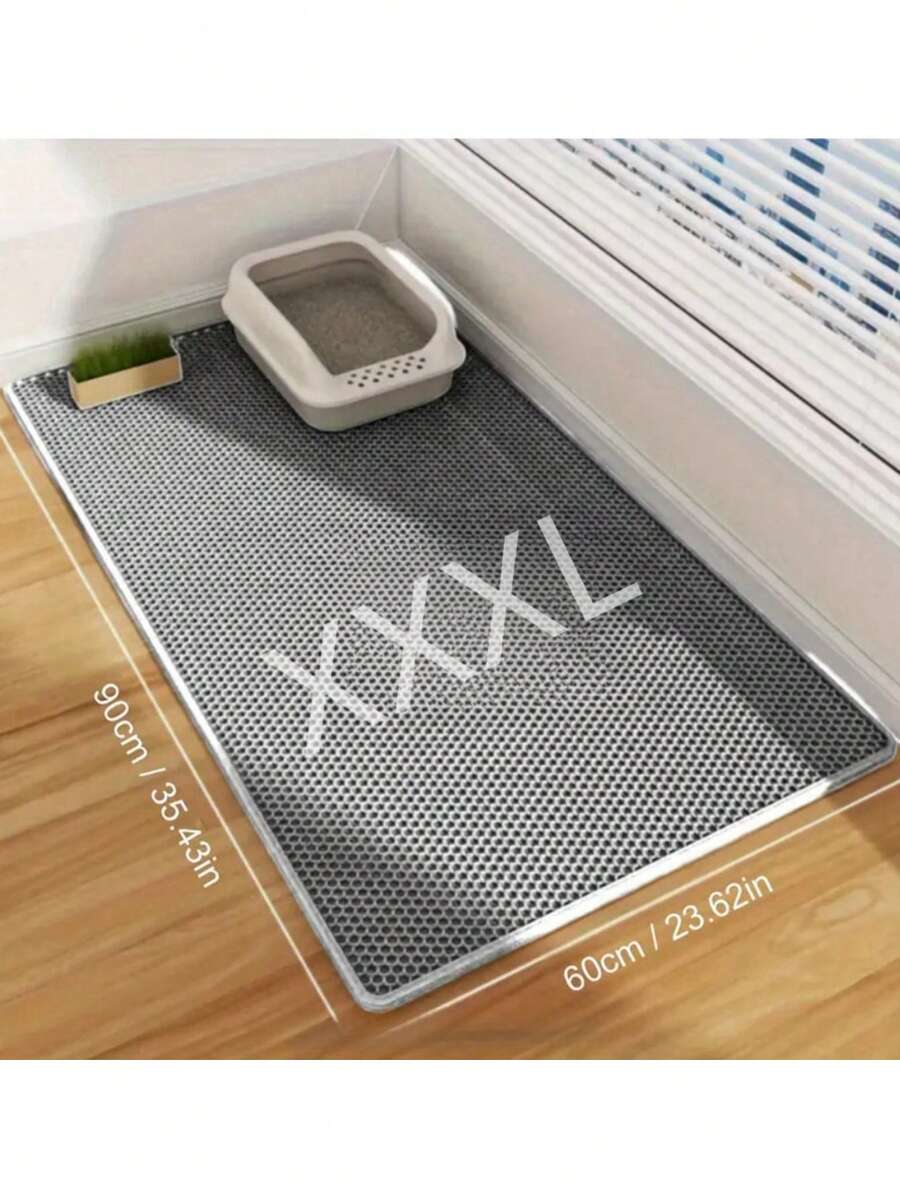 1pc Random Color Pet Litter Mat, Non-Slip & Wear-Resistant, Prevent Litter Scattering, Double Layer Filtration Litter Trapping Mat, Anti Splash Toilet, Foot Mat