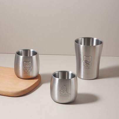 زجاجة مياه من الفولاذ المقاوم للصدأ 304 ذات جدارين مزدوجين بسعة 100 مل/300 مل، مع تصميمات كرتونية لدب، نمر، ديناصور، كوب حليب للأطفال، أدوات مائدة منزلية وللأطفال