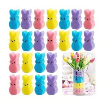 彩色泡沫兔子、复活节兔子装饰、花瓶填充物套装、春季家居装饰中心装饰品