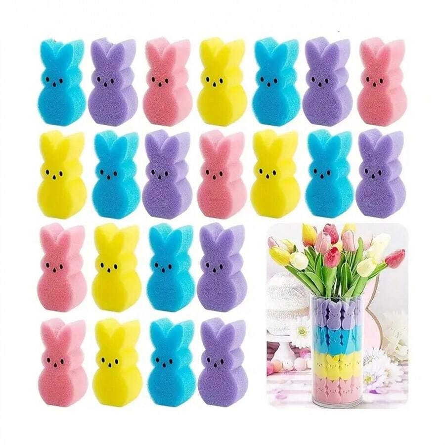 彩色泡沫兔子、复活节兔子装饰、花瓶填充物套装、春季家居装饰中心装饰品
