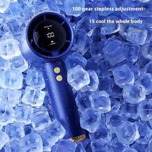 [可调节 USB 个人风扇] 可充电手持涡轮风扇 - 1800mAh 锂电池供电个人风扇，100 档可调，USB 充电便携式风扇，海滩室内外使用 - 彩色 - 查看 2