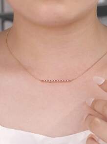 1pc S925 Sterling Silver Original Minimal Stylish Zirconia Stone Pendant Necklace, Vintage Elegant For Women, Suitable For Daily Wear And Holiday Gift