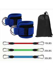 6pcs Ankle Resistance Band Kit - Enhanced Leg And Police Training Equipment With Adjustable Cuffs - TPE Material For Effective Exercise Gym Accessories - Black - View 8