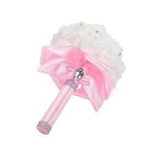 1PC Artificial Bridal Bouquet Simulation Flowers, In The Elaborately Crafted Wedding Scene By Hand, The Bride Gently Holds The Gorgeous Bouquet In Her Hand, While The Bridesmaids Hold Elegant Bouquets Decorated With Ribbons, Jointly Adding Warmth And Beau