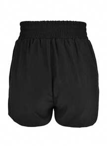 Women's Casual Solid-Color Elastic Waist Versatile Shorts, Spring/Summer Black - Black - View 4