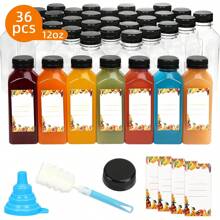 Superlele 12/36/45/56pcs 12/16oz Plastic Juice Bottles With Caps, Reusable Juicing Bottles, Clear Empty Containers For Drinks, Smoothies And Other Beverages