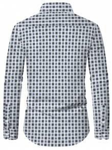Camisa casual a cuadros para hombres, camisa de manga larga retro a cuadros de peso ligero, camisa elegante de manga larga para hombres