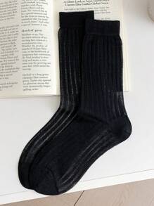 1 Pair Women's Solid Color Mesh Socks, Fashion Thin Breathable Versatile Candy Color Over-The-Knee Socks