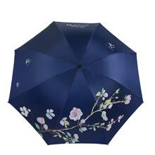 1pc Apricot Blossom Folding Sunshade Umbrella, UV Protection Sun Umbrella For Women And Students Summer Cooling,Beach,Travel