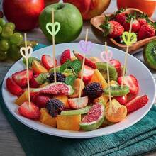 100pcs Heart-Shaped Toothpicks For Cakes, Fruits, Hams, Various Party Supplies, No Electricity Required, Suitable For Weddings, Wedding Parties, Birthdays, Anniversaries, Christmas, Halloween, Thanksgiving, Valentine's Day